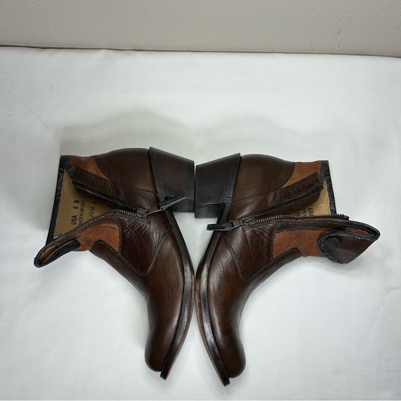 JB Dillon Reserve Brown Leather Paisley Pattern Zip Cowgirl Trendy Ankle Boots 8 - Picture 8 of 16